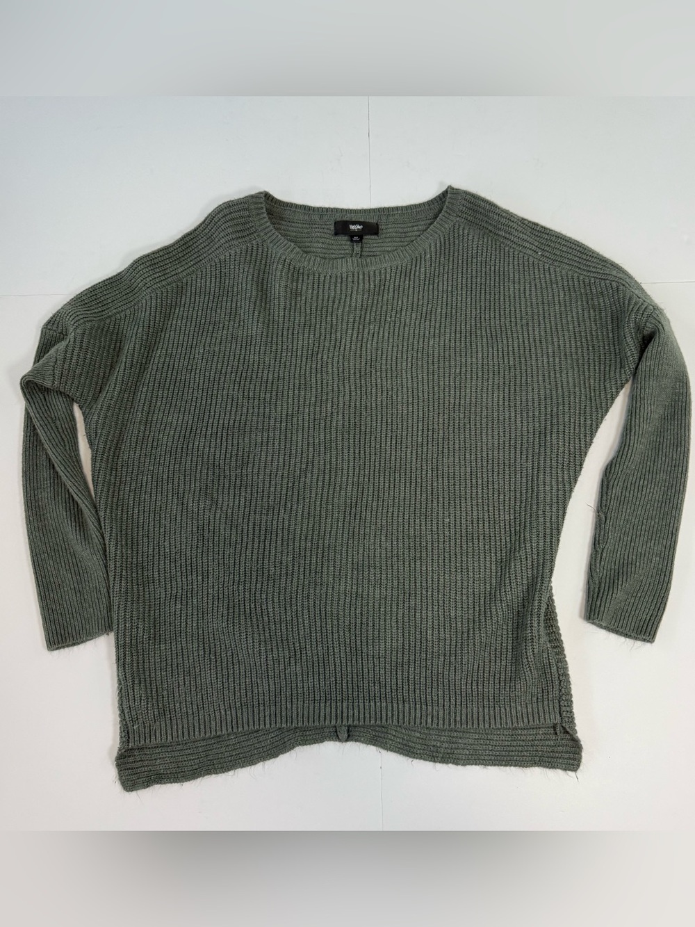 Mossimo Dark Gray Ribbed Crewneck Sweater Dolman Long Sleeves